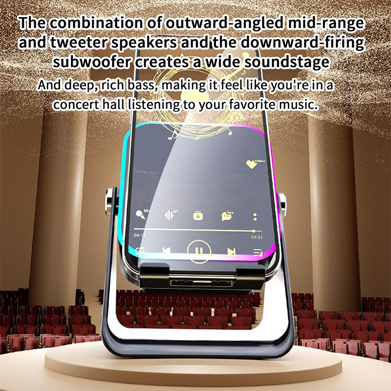 🔥Hot Sale 50% OFF🔥5-in-1 Wireless Induction Bluetooth Speaker with Adjustable Phone Stand