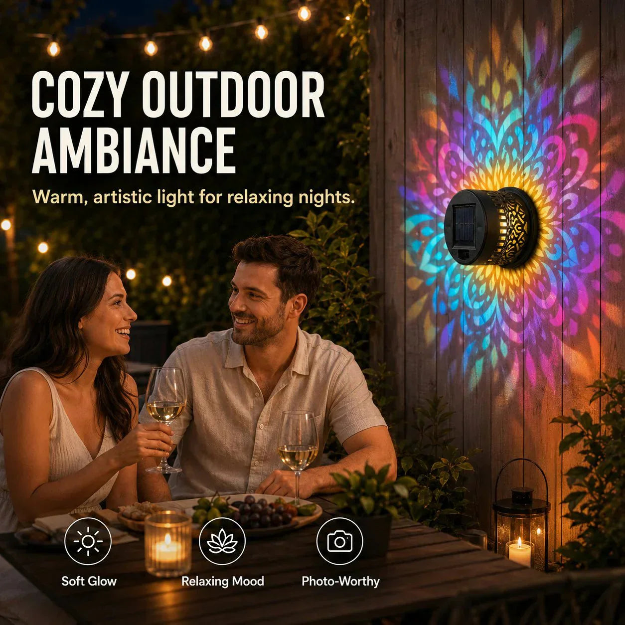 🌞Solar Mandala Light🌀 – Stunning Pattern Projection, 2-in-1 Floor & Wall Design & IP65 Waterproof Auto On/Off 🌿