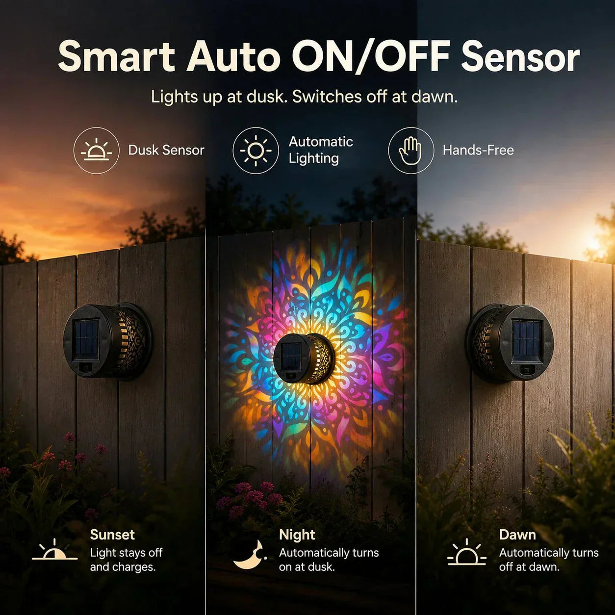 🌞Solar Mandala Light🌀 – Stunning Pattern Projection, 2-in-1 Floor & Wall Design & IP65 Waterproof Auto On/Off 🌿