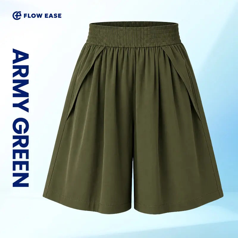 FlowEase knee-length shorts in Army Green