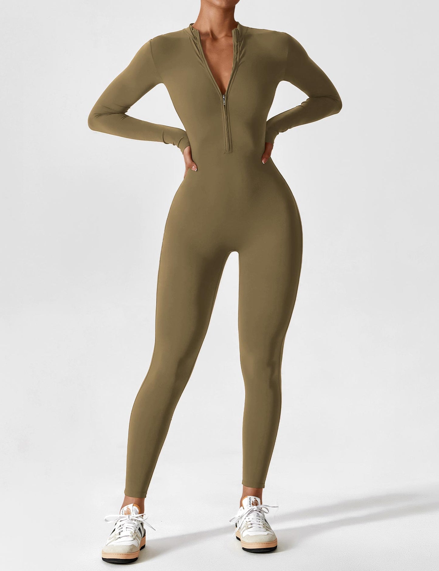 Long Sleeve Zipper Jumpsuit