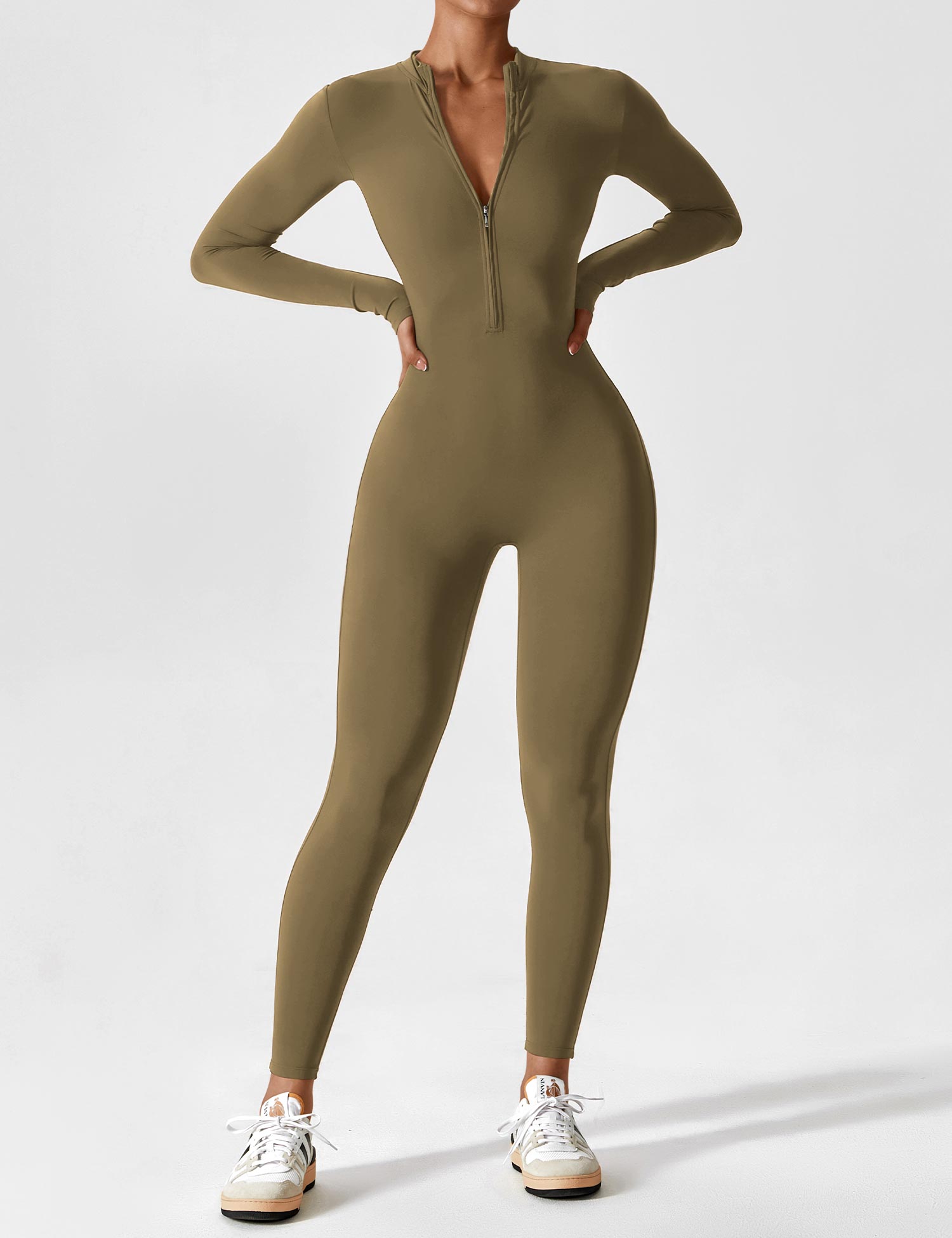 Long Sleeve Zipper Jumpsuit