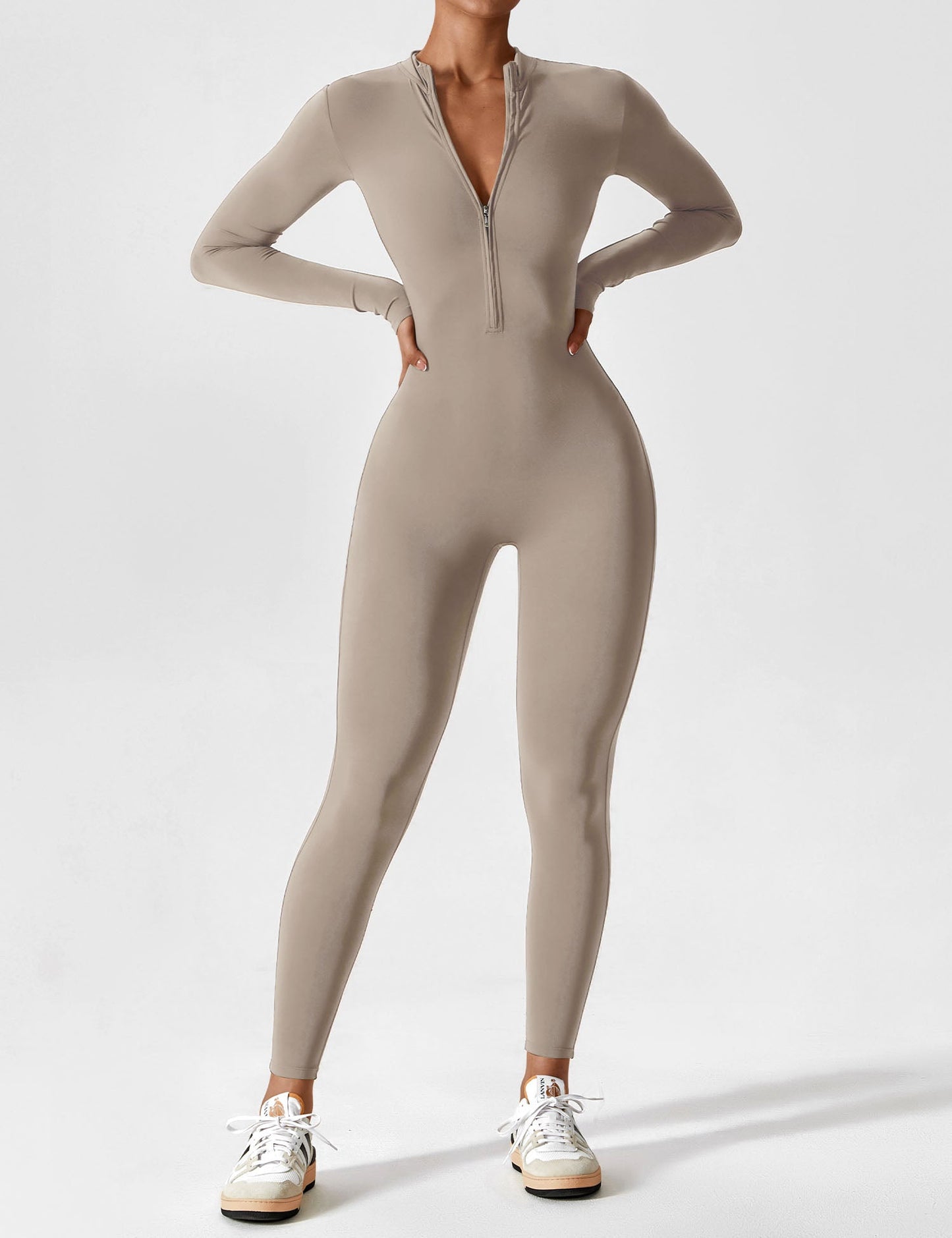 Long Sleeve Zipper Jumpsuit