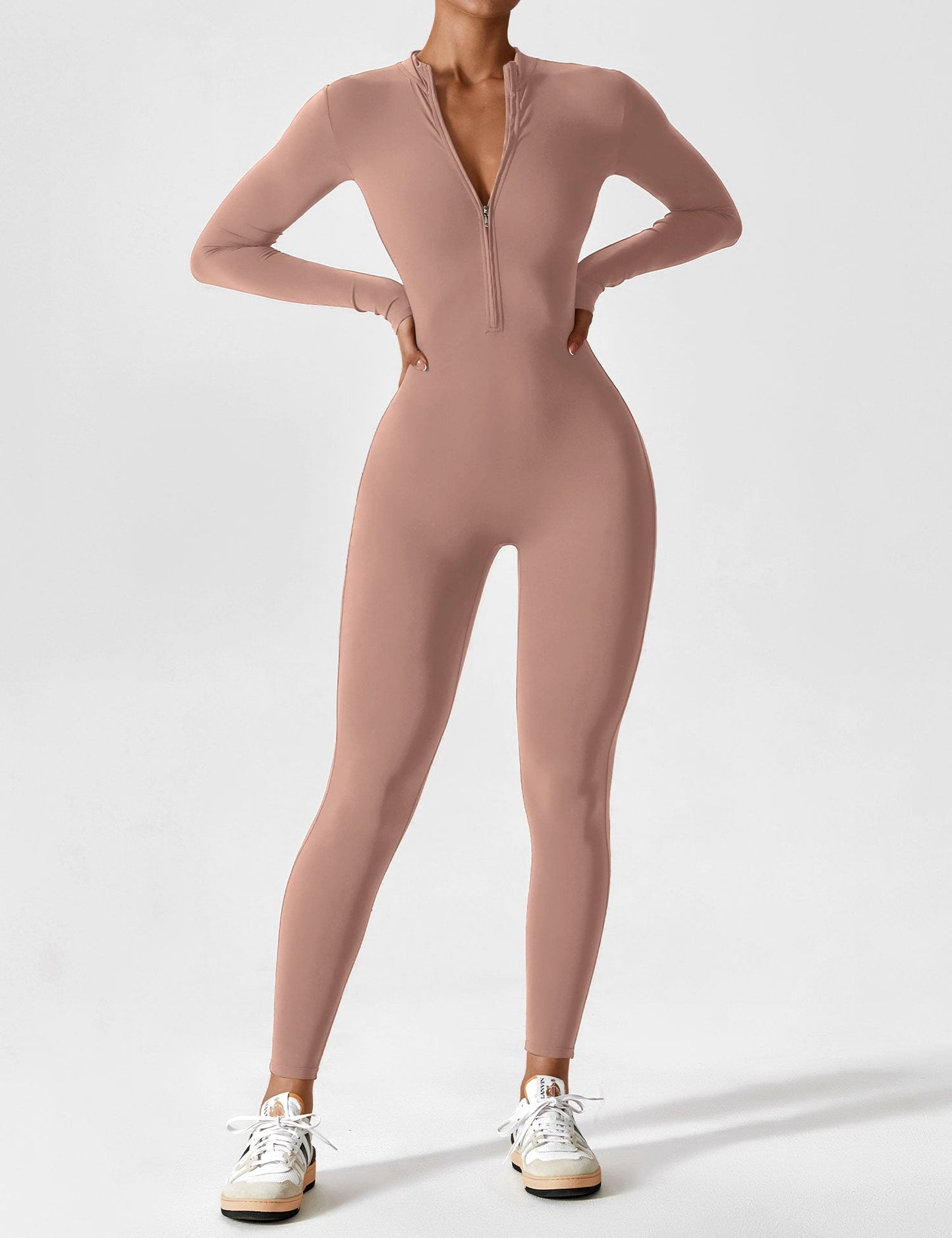 Long Sleeve Zipper Jumpsuit