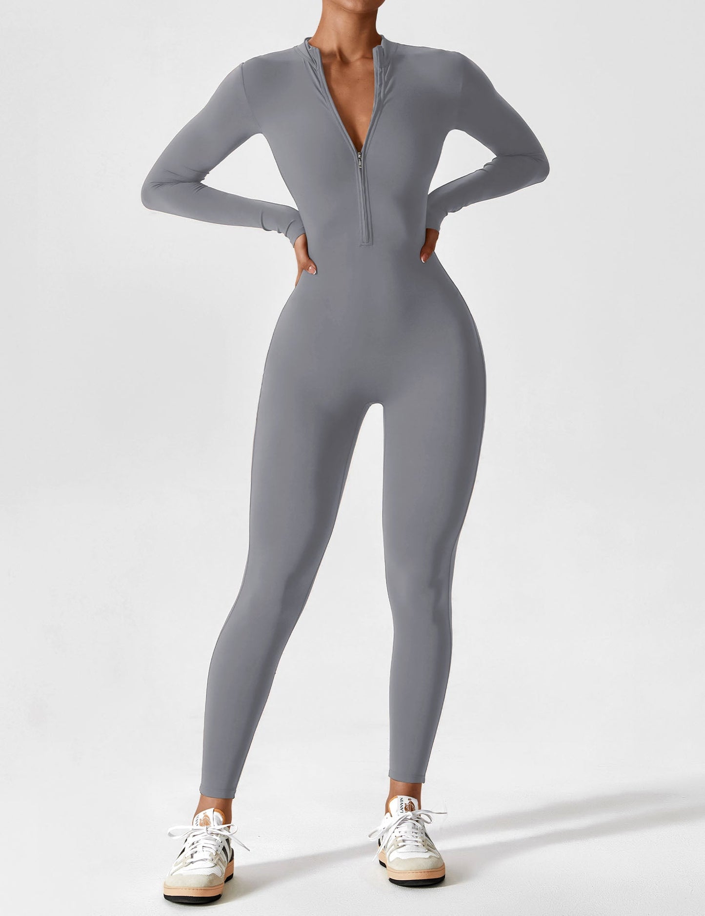 Long Sleeve Zipper Jumpsuit